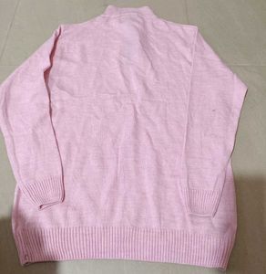 Pink Quarter Zip Knit Sweater
