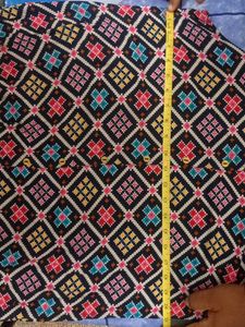 Patterned Button-Up Kurta Sleeveless With Cuts