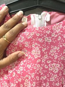 Girl&#39;s Pink Floral Lace Kaftan Frock