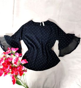 Black Pinteresty Top Polka Dots