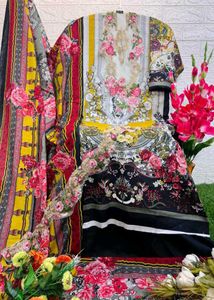 Patchwork Suit With Chiffon Dupatta