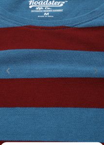 Roadster Maroon &amp; Blue Stripped Cotton Tshirt