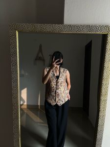 Rust Orange Floral TAPESTRY WAIST COAT