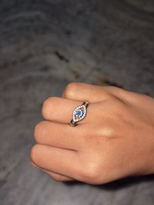 Cute Eye Blue Silver Ring