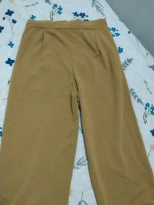 Tan Yellow Colour Straight Fit Pants Stretchable