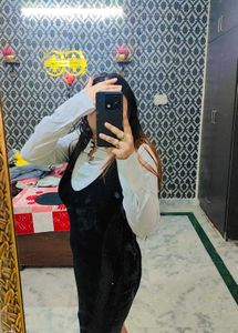 Woolen Middy Dress With Ruffle Shirt