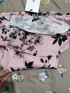 Pink Floral One Strap Top New Bust 30/32 Xs