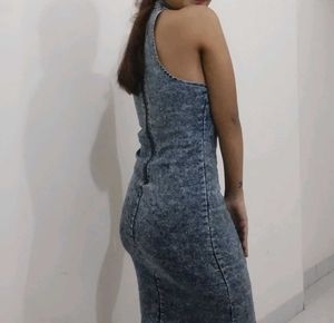 Denim Halter Bodycon Dress