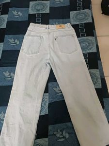 Sky Blue Fadded Wide Leg Jeans