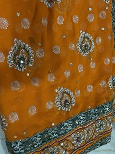 Orange Heavy Saree With Blouse