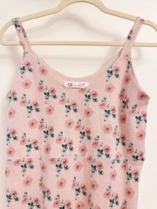 Summer Pink Floral Midi Dress