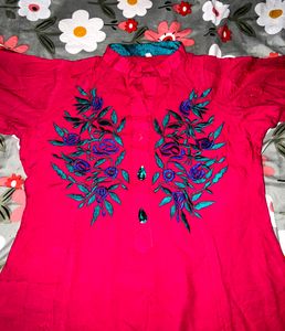 Lovely Pink Kurta XL Size Knee Length