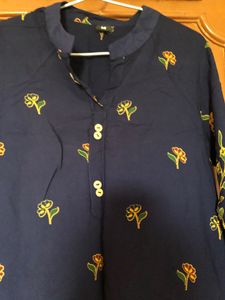 Navy Blue Printed Kurta Set