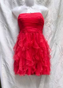 I. Red Strapless Ruffle Dress