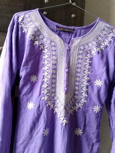 Lavender Embroidered Kurta ( Chikankari )