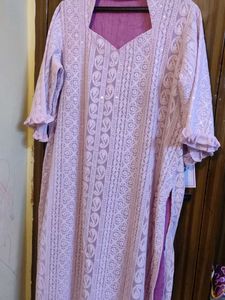 Elegant Lavender Chikankari Kurta