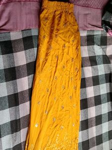 Embroidered Yellow Palazzo Pants