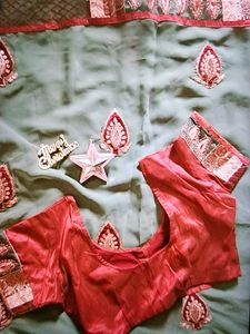 Green Saree With Embroidered Blouse