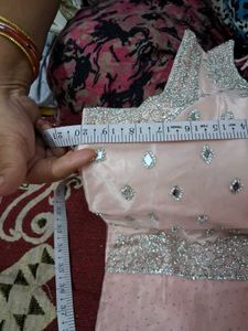 Peach Embellished Gown With Dupatta