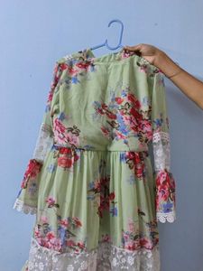 Floral Lace Trimmed Dress