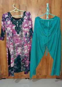 Pakistani Kurti With Patyala Pant Set