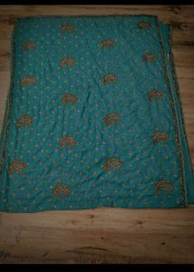 paisley sea green heavy Saree