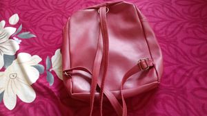 Burgundy Faux Leather Backpack Clg Bag