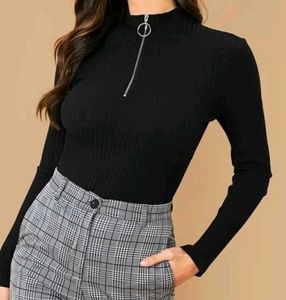 Black Full Sleeves High Neck Top