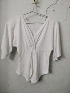 White Wrap Front Top