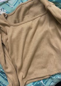 Beige Square Neck Top