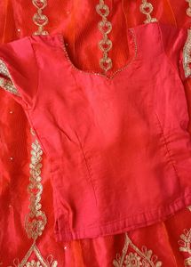 Red Kids Lehanga (Skirt And Top)