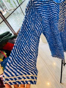 Blue Leheriya Print Kurta
