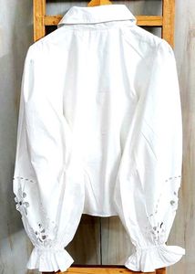 Elegant White Eyelet Blouse Size-36-38