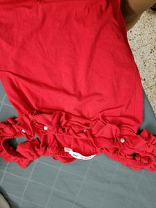A Red Bodycon Off shoulder Dress