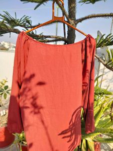 Rust Ruched Long Sleeve Top