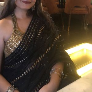 Designer saree Black sequin customised