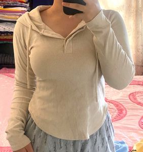 long sleeve beige top