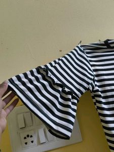 Black And White Striped Kurthi