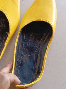 Yellow Leather Slip-On Shoes