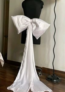 White Bridal Waist Bow