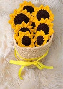 crochet sunflower basket