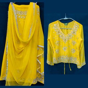 Yellow Embellished Indian Lehnga Choli With Dupatt