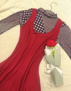 Aesthetic Red High Neck Dress