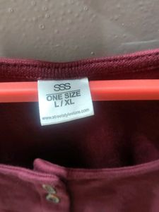 Burgundy Crop Top - Long Sleeve