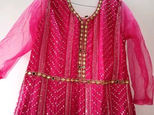 Red Chikankari Wedding Gown