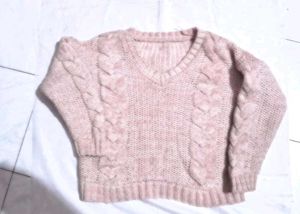 Blush Pink Cable Knit Sweater