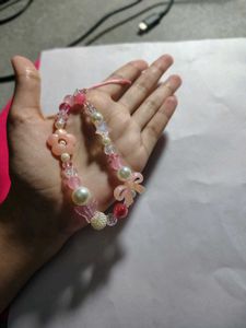 Cute Pink Beaded Phone Charm