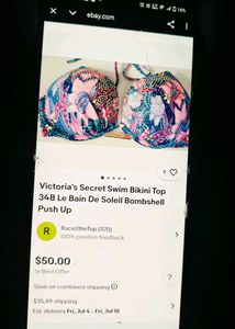 Victoria&#39;s Secret Floral Bikini Top With Diamonds