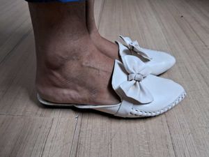 White Flat Slippers