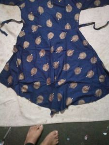 Stylish Navy Blue Printed Dress